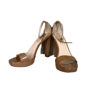 KORS Michael Kors Tan Patent Leather Strappy High Heel Platform Sandals Size 9